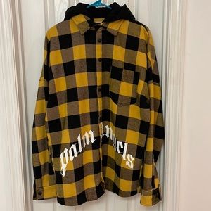 Rare yellow and black plaid Palm Angels hoodie. Fits like a Large